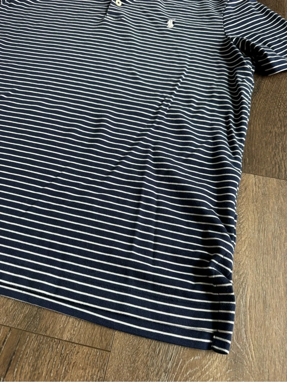 Polo Ralph Lauren Navy & White Striped Polo Shirt Size Medium